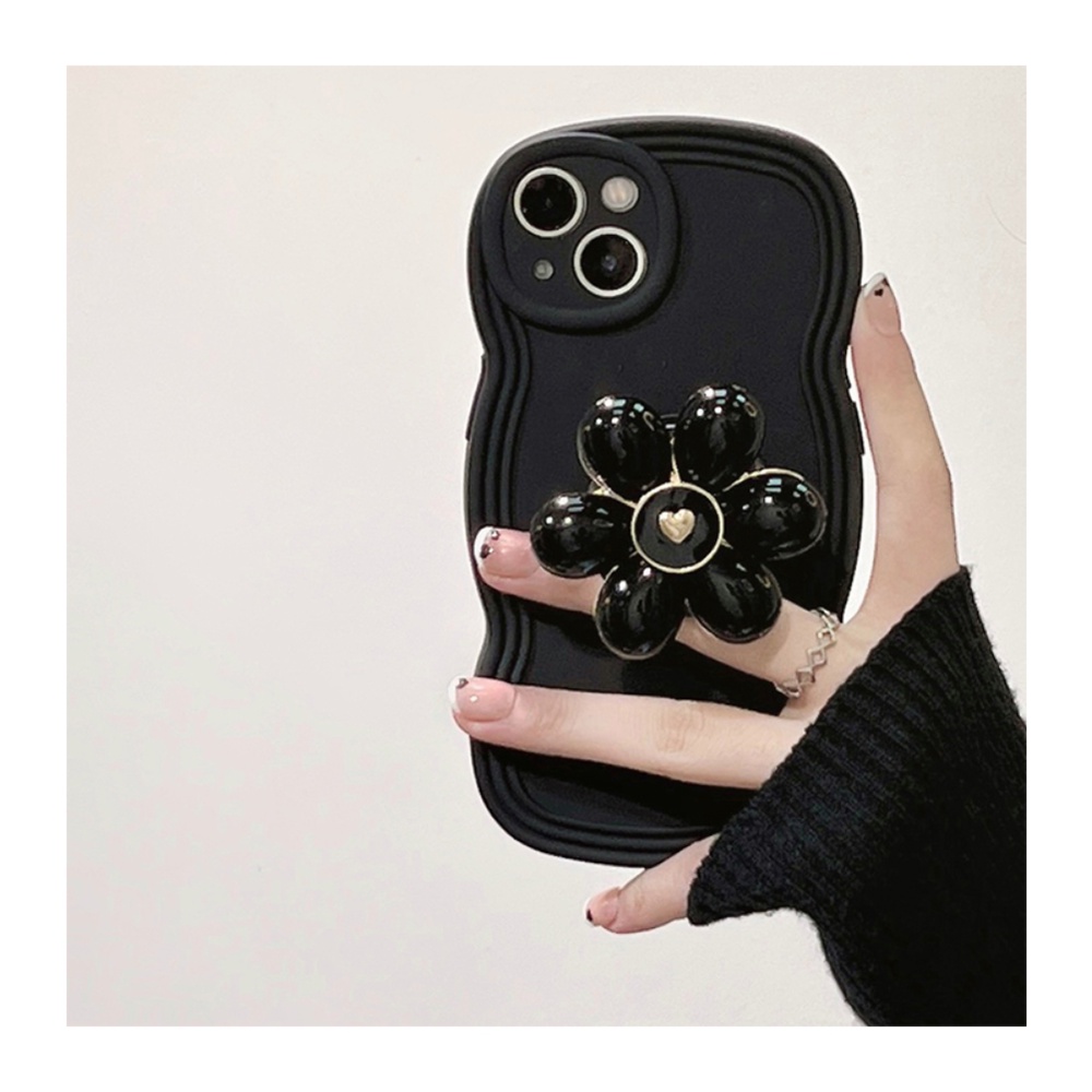 Ốp Điện Thoại Silicone Mềm Màu Trơn Có Vòng Tay In Hoa Cho Apple 14promax 13 12 11 7 / 8Plus