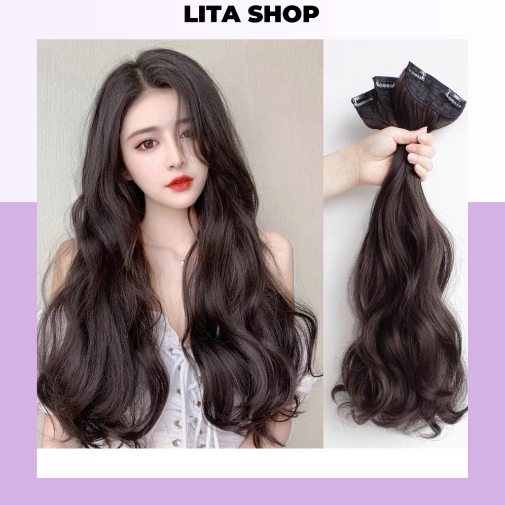 Tóc giả nữ set 3 kẹp xoăn cao cấp, tóc giả Hàn Quốc