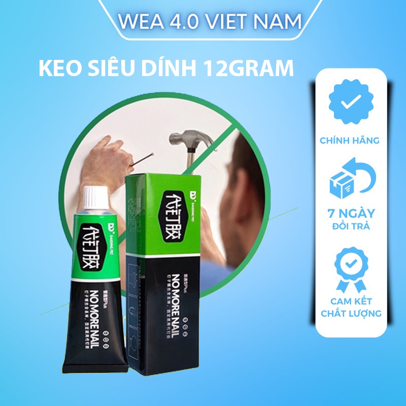 Keo Siêu Dính Đa Năng Wea 4.0 Viet Nam Thế Hệ Mới - Keo dán siêu chắc, Không độc hại da tay Tuýp 12gram