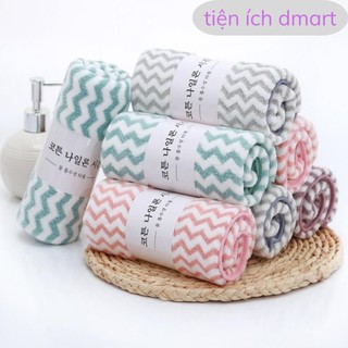 Combo khăn lau mặt loại kẻ, khăn mặt sợi cotton siêu mềm mịn