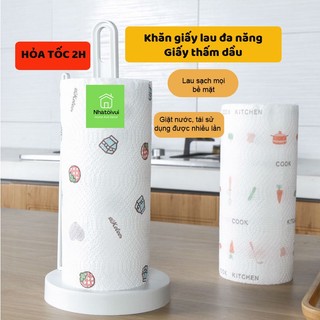 Cuộn khăn giấy lau bếp đa năng, giấy thấm dầu đa năng 20cm kèm cọc gỗ