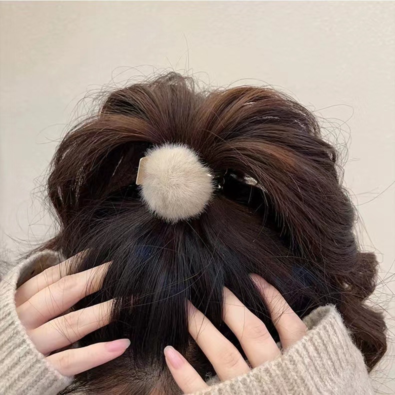 Kẹp Tóc Đuôi Ngựa Bằng Lông Nhung Dễ Thương Xinh Xắn Phong Cách Hàn Quốc Cho Bé Gái