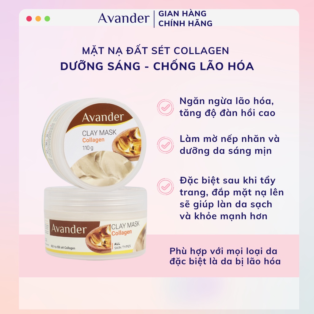 Mặt nạ đất sét Collagen Avander 110g