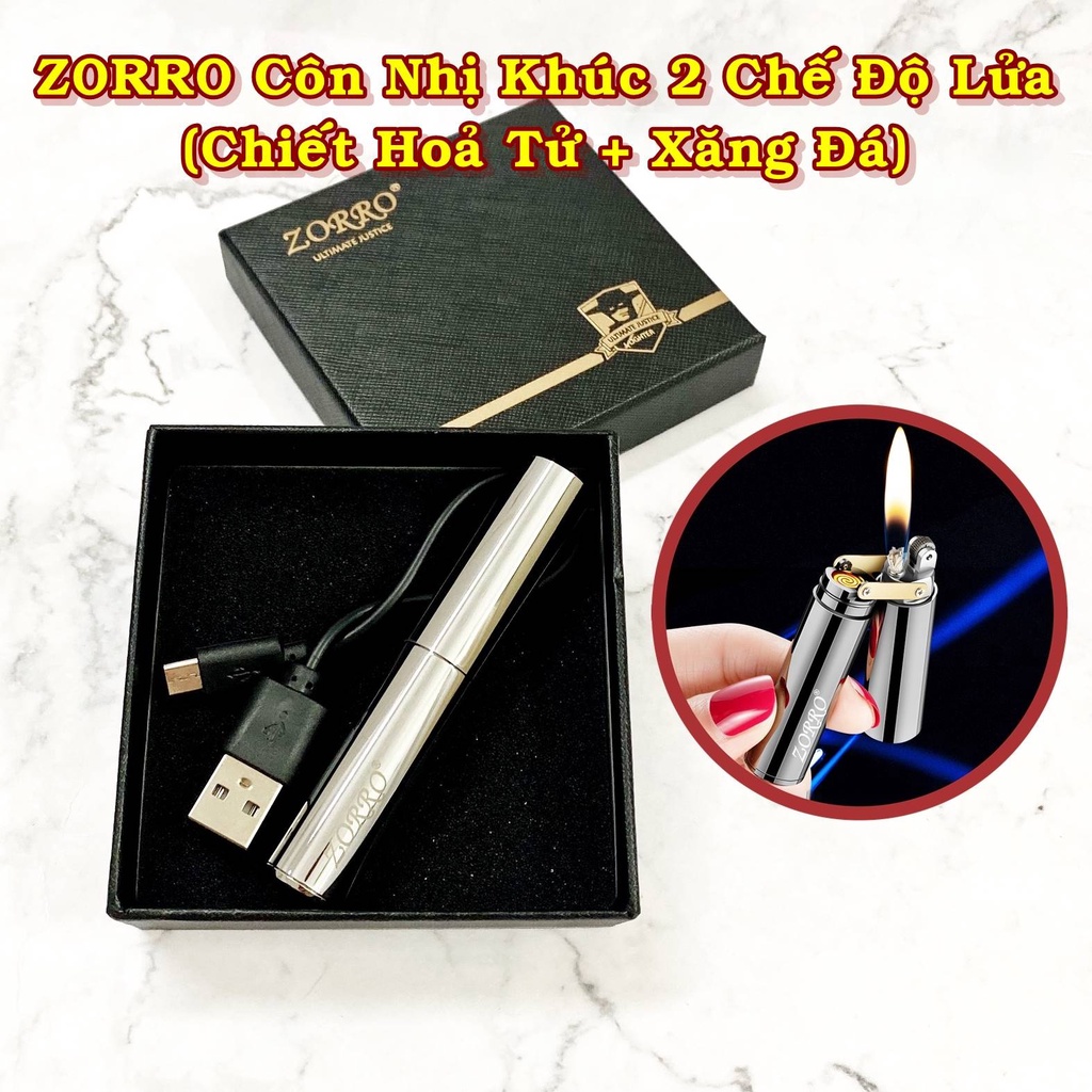 FREESHIP ĐƠN 50K - Hột-𝙌𝙪𝙚̣𝙩-𝘽𝙖̣̂𝙩-𝙇𝙪̛̉𝙖 Zoro khúc cây 2 chế độ (sạc điện + zăng đá) tặng kèm hộp