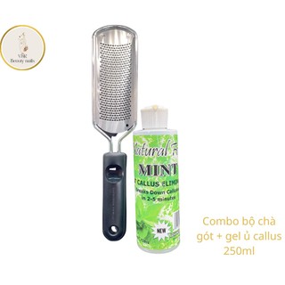 Combo Bộ Cây Chà Gót Chân, Gel chà gót chân không ngâm Callus 250ml