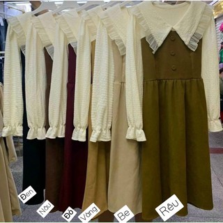 VÁY NHUNG PHỐI CỔ BÈO