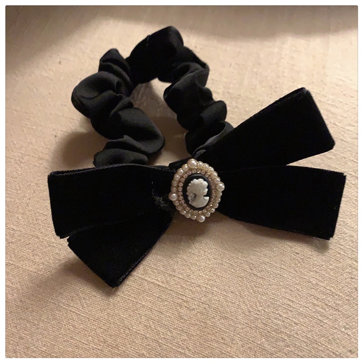 Dây Cột Tóc Nhung Đen Thắt Nơ Phong Cách Pháp Cho Nữ