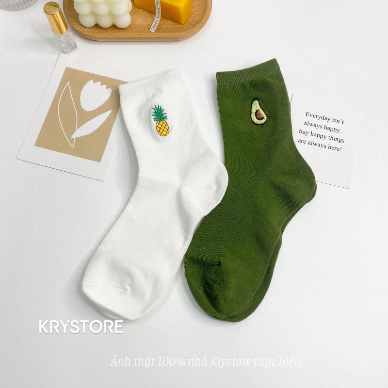 Tất cao cổ quả Bơ thêu chất đẹp dày dặn freesize nam nữ TC41