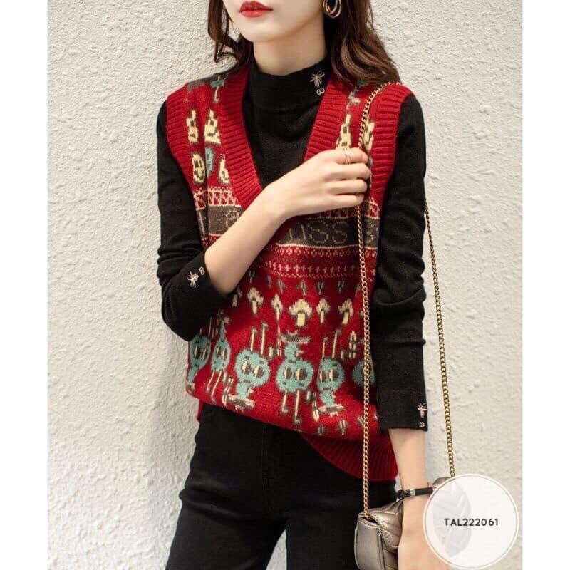 Áo gile len nữ QCCC phối màu