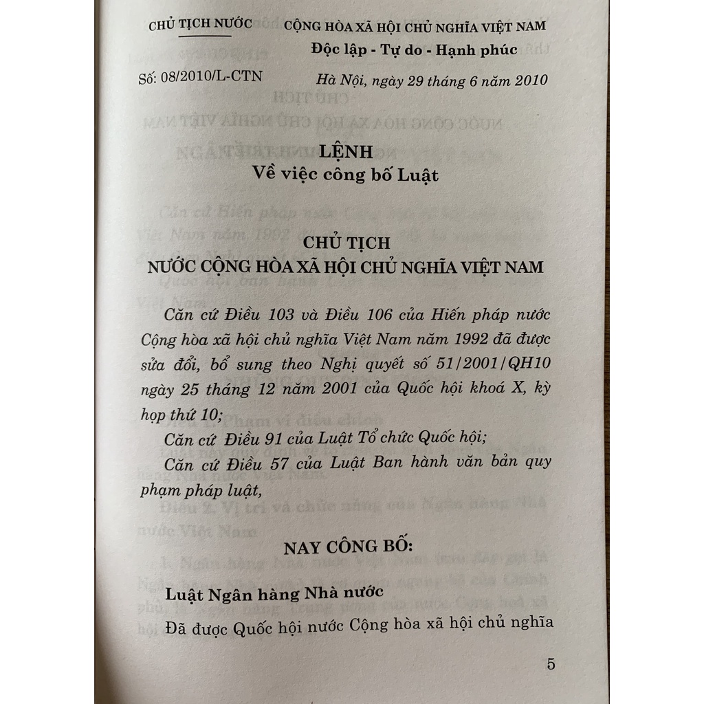 Sách-Luật Ngân Hàng Nhà Nước Việt Nam (Hiện Hành)