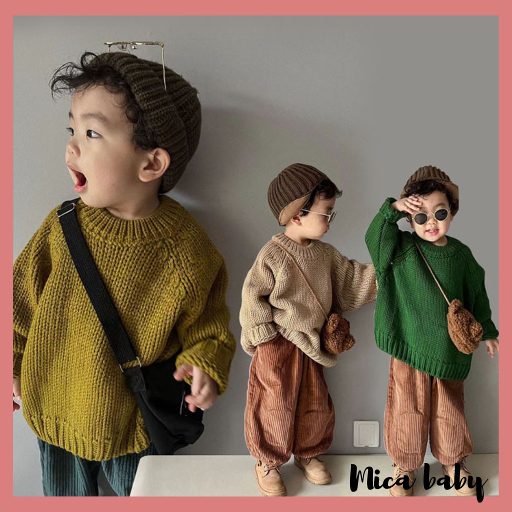 Áo len cho bé kiểu dáng cổ tròn basic phong cách Hàn Quốc đáng yêu QA59 Mica baby