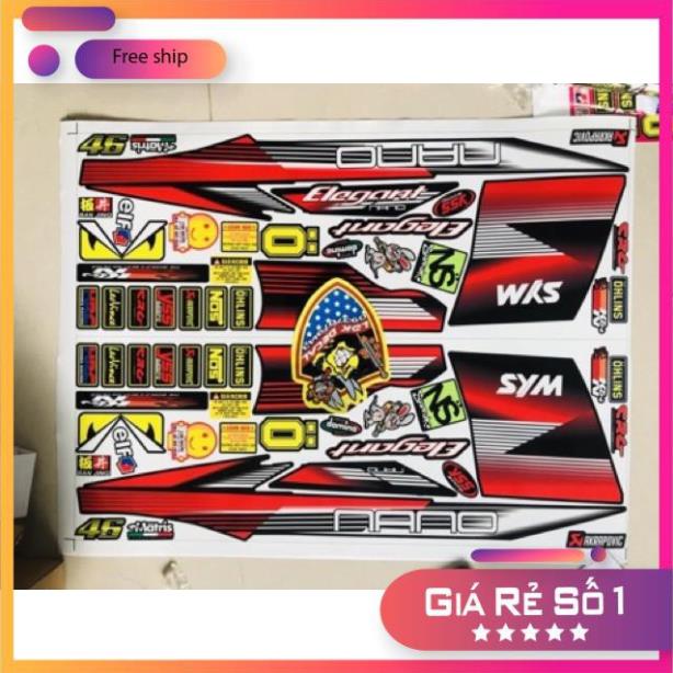 FREE SHIP + QUÀ TẶNG Tem rời xe Elegant 50 nano sọc đỏ đen