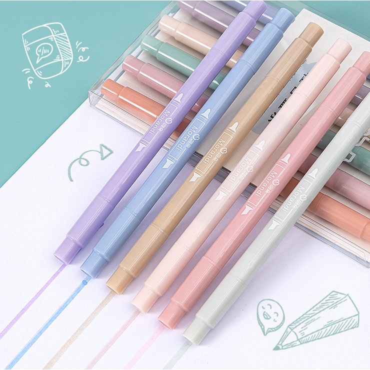 Bút Dạ Quang Đầu Siêu Mềm 6 Màu Phong Cách Sang Trọng