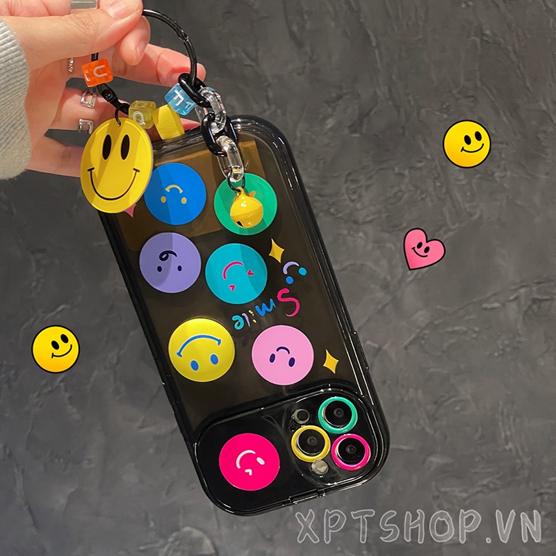 Ốp Điện Thoại Nắp Gập Tráng Gương Hình Mặt Cười Cho iPhone 14ProMax 14Plus 13 12 11ProMax IX XR MAX