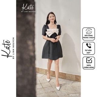 Váy gấm đen nơ ngực 5110 thời trang thiết kế KATE By Linh Nguyen