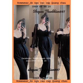 🌱Hàng QC🌱Set 3 món voan đen tiểu thư_chất voan mịn mền mát AAA50