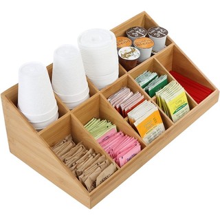 Khay đựng cốc, hộp đựng đồ đa năng chia ngăn đựng cốc giấy gói trà cà phê