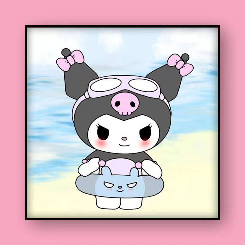 Vinci tranh tô màu theo số/khung ảnh 30x30/tranh số hoá mini/Kuromi/tranh vải anime/trang trí đào/tranh sơn dầu số hoá