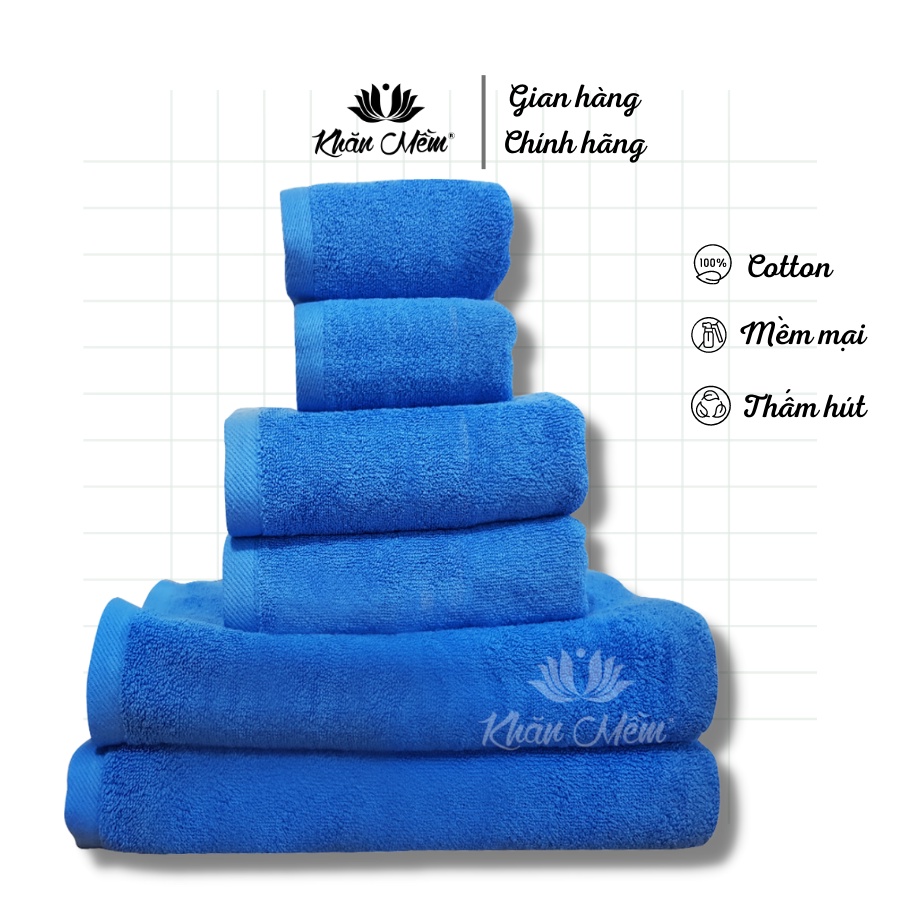 Bộ Combo 6 Khăn Cao Cấp Khăn Mềm Cổ Điển 100% Cotton, Không Ra Màu, Không Xổ Lông, Thấm Hút Nước Siêu Tốt