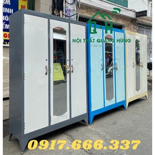 Tủ sắt sơn dầu 3 cánh 1m8x1m2 đựng áo quần cho cả nhà