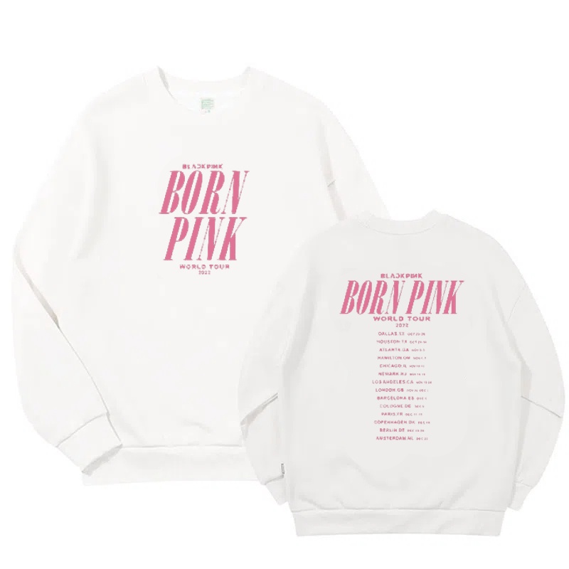 Áo Sweater Cotton Tay Dài Dáng Rộng In Chữ BLACKPINK BORN PINK World Tour LISA DALLAS Thời Trang Hàn Quốc Cho Nam Và Nữ