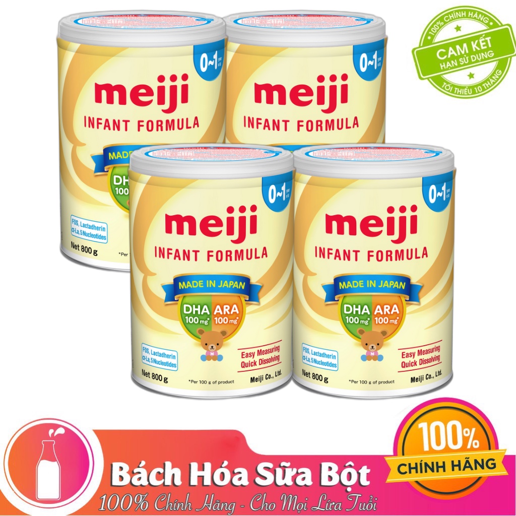 Combo 4 Lon Sữa Bột Meiji  nhập khẩu 0-1 tuổi (800g)