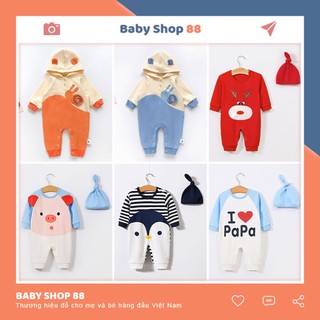 Bộ Đồ Liền Thân Quần Áo Trẻ Em Sơ Sinh Dài Tay Hình Thú Chất Cotton Bodysuit Cho Bé Trai Bé Gái [BDD7]