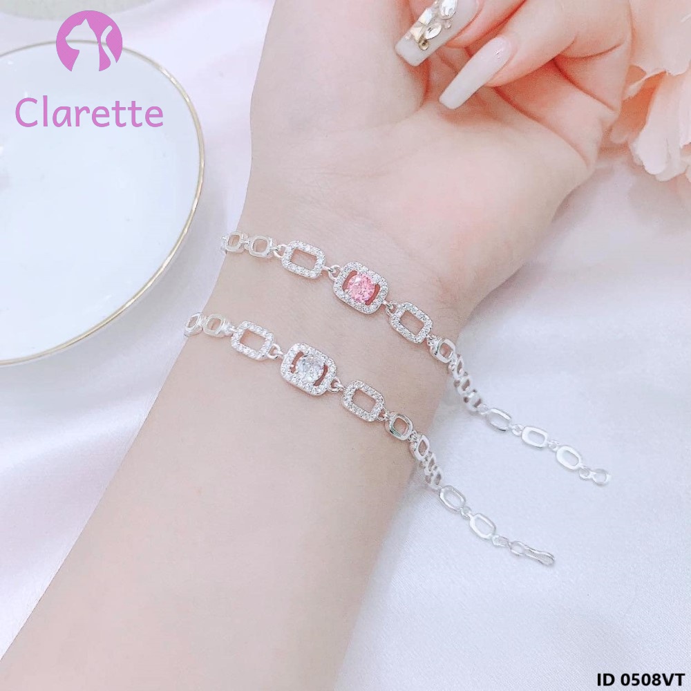 Vòng tay bạc hình chữ nhật đá màu Clarette 0508VT
