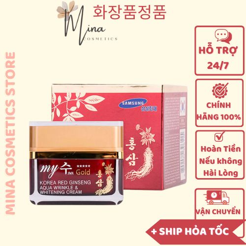 Kem Sâm Hàn Quốc My Gold Korea Red Ginseng Aqua Wrinkle & White Cream 50ml