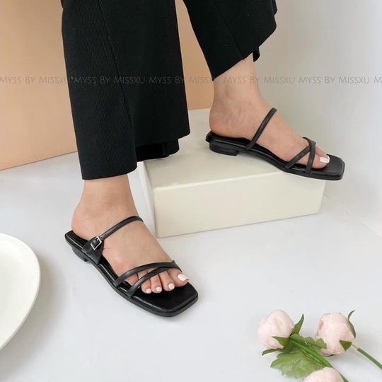 Giày guốc nữ quai chéo phối khóa 1,5cm thời trang MYSS - SU151