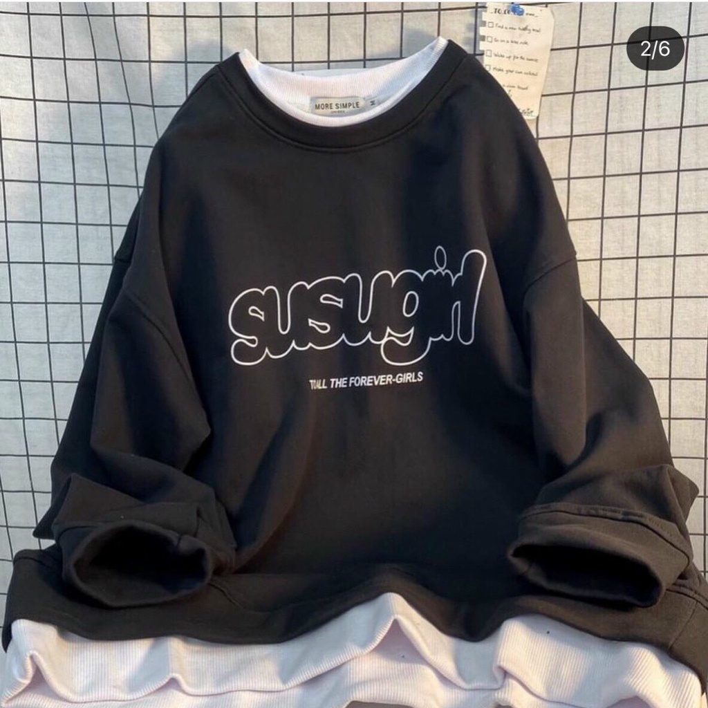 Áo khoác nam nữ nỉ ngoại ko nón sweater in sugus