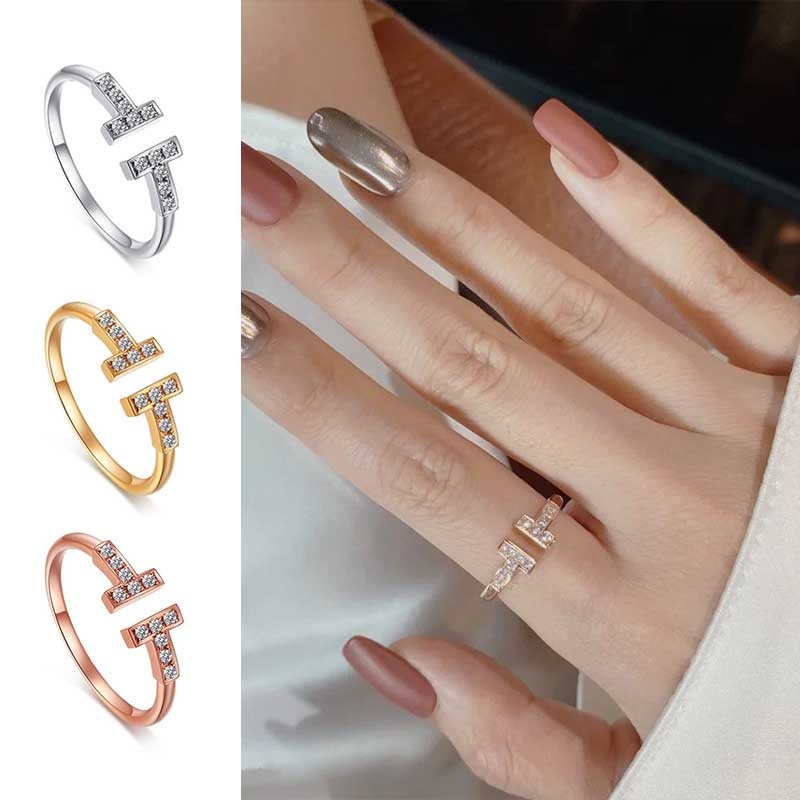 Nhẫn Cưới Thời Trang Hàn Quốc Mạ Vàng Bạc S925 Đính Đá Zircon 3 Màu Tùy Chọn