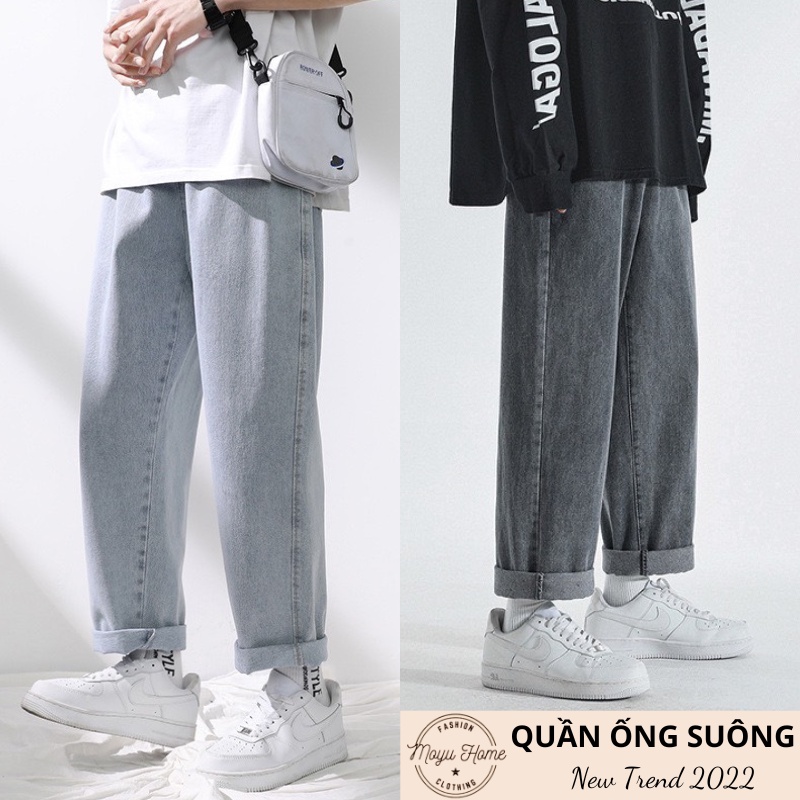 Quần jean ống suông nam cạp cao Moyu chất vải jeans bò dày đẹp dáng baggy rộng hottrend 2022