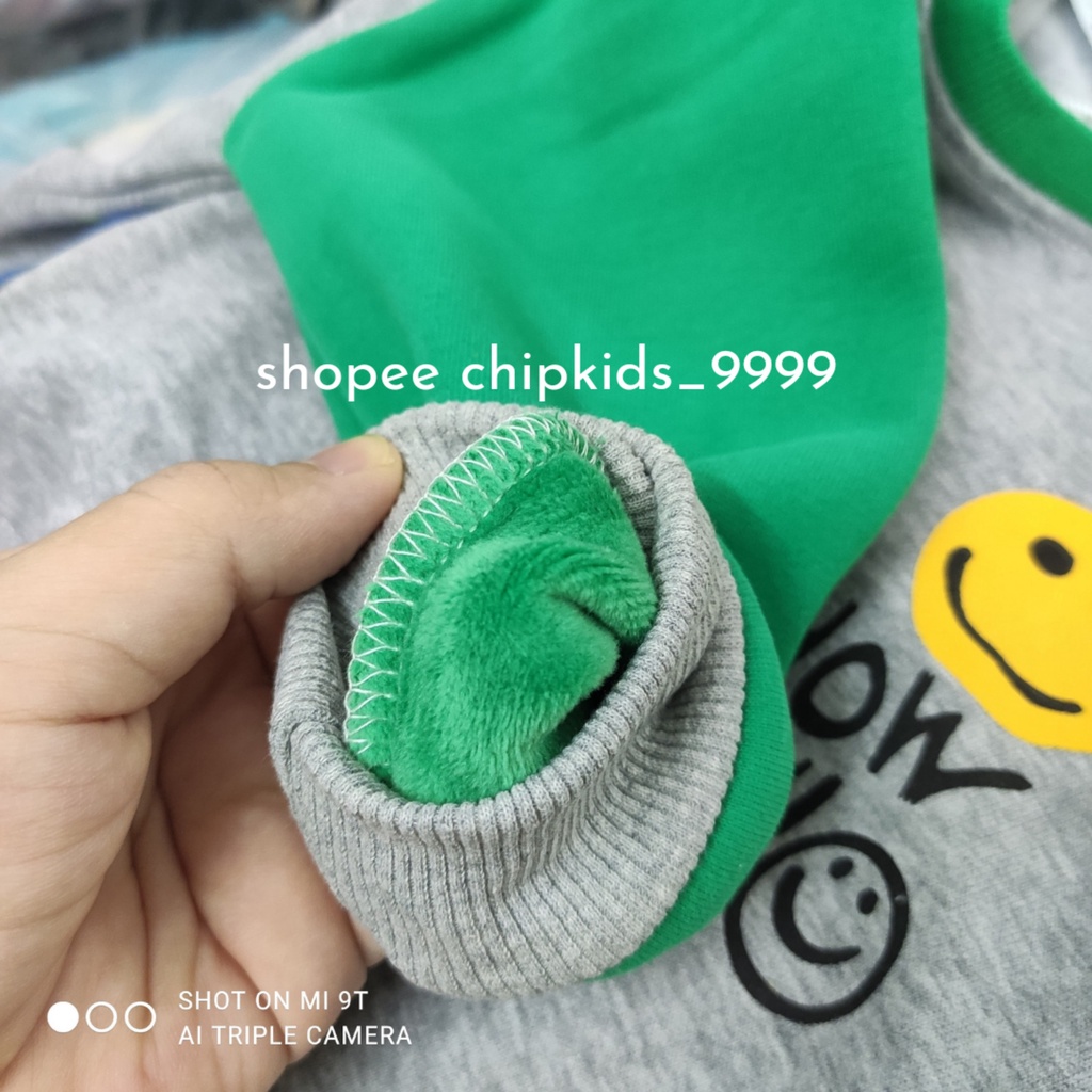 Áo nỉ lót lông nhung hàng Quảng Châu chính hãng siêu dày siêu ấm cho bé