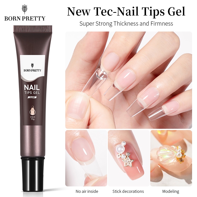 Gel sơn đắp nối móng tay BORN PRETTY UV trong suốt tiện lợi 15g