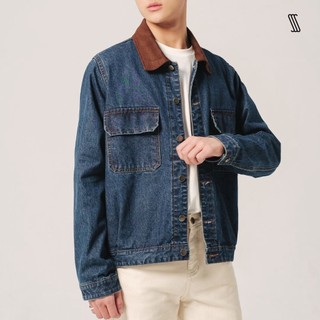 Áo khoác denim SSStutter phối cổ da bò JEANSSS JACKET