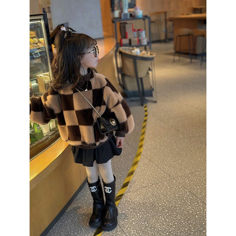 Áo Sweater Lót Lông Cừu Giữ Ấm Phong Cách Mới Thời Trang Thu Đông Dành Cho Bé Gái