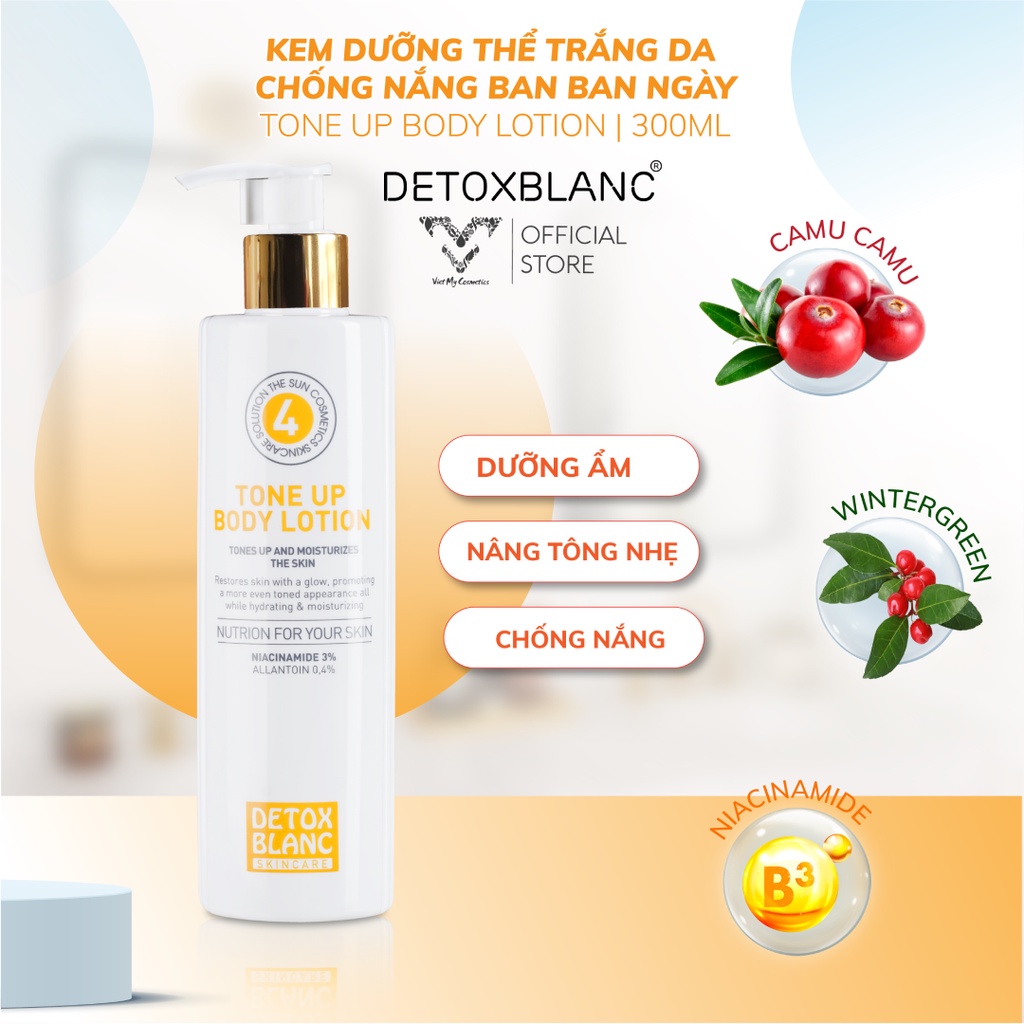 KEM CHỐNG NẮNG BODY DETOXBLANC TRẮNG DA CHỐNG NẮNG BAN NGÀY spf 50 and pa+++, makeup cho da