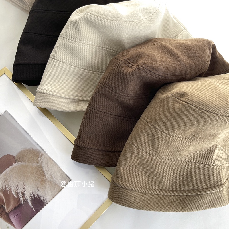 Mũ Bucket Len Dày Dặn Giữ Ấm Mùa Thu Đông Kiểu Dáng Đơn Giản Lưng Ngắn Phong Cách Hàn Quốc Cho Nữ