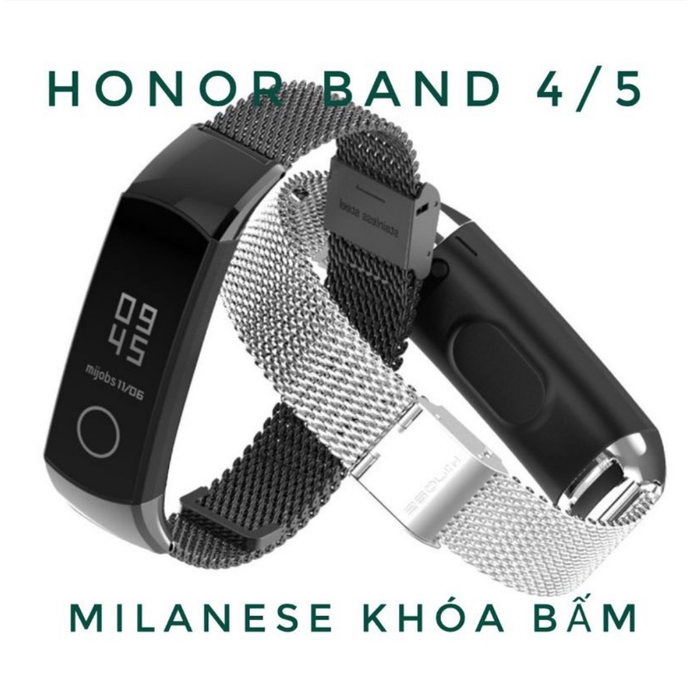 (SẵnVN) Dây đeo kim loại Milanese / Mắt to Huawei band 7 / 6 / Watch fit / Honor band 6 / 5 / 4 ( honorband 4 / 5 )