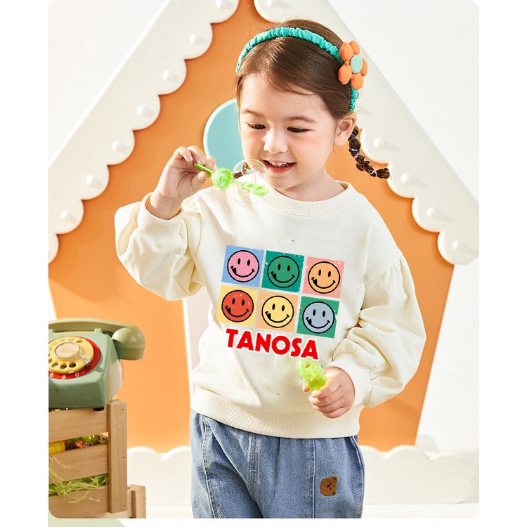 Áo Sweater Dài Tay Nỉ da cá Họa Tiết Hoạt Hình Theo Phong Cách Thu Đông Hàn Quốc Dành Cho Bé Gái Bé Trai