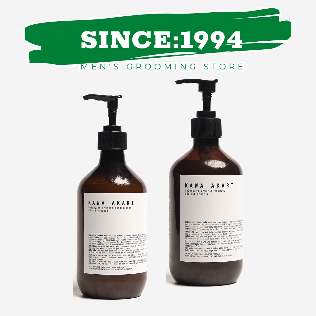 COMBO Dầu Gội & Xả KAWA AKARI SHAMPOO & CONDITIONER - 300ml - 500ml | Chính hãng Rusty Lab