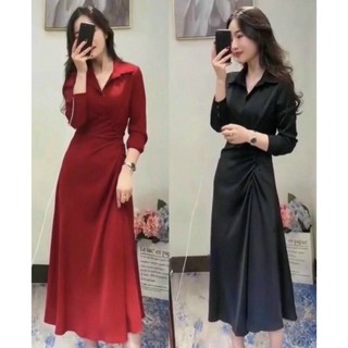 Đầm váy freesize nhúng eo tay dài 2 màu