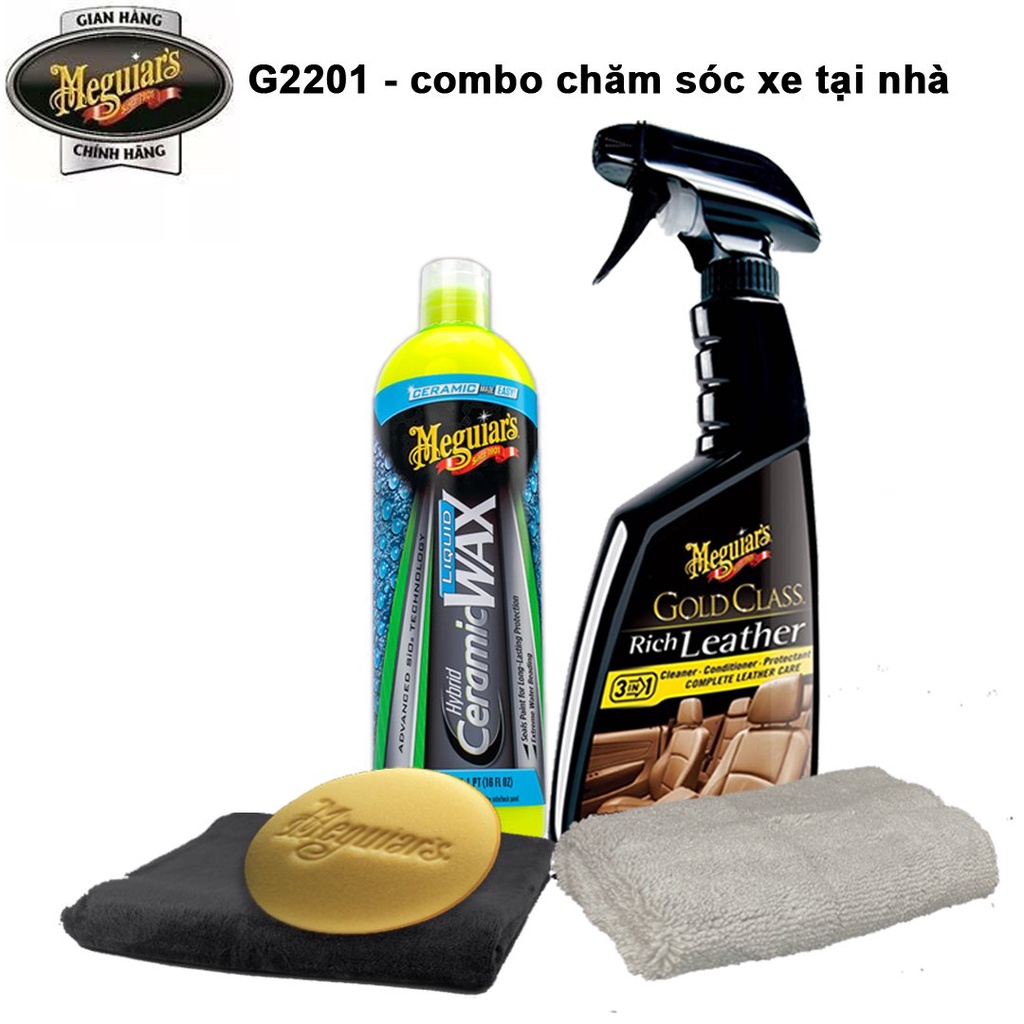 Meguiar's Combo làm đẹp xe tại nhà wax bóng sơn & dưỡng da - Ceramic Liquid Wax & G.C Rich Leather (5 sản phẩm) - CB2208