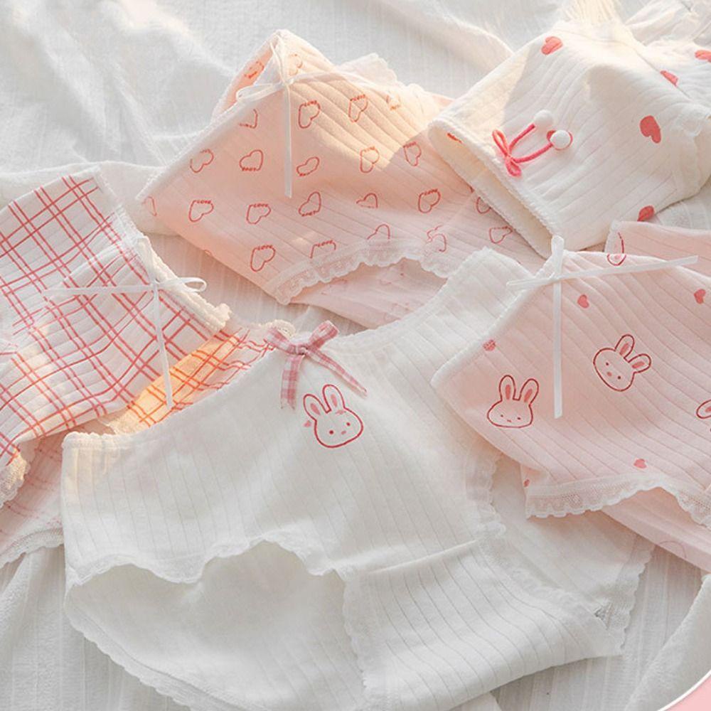 FALLFORBEAUTY Quần Lót In Hình Thỏ Dễ Thương Phong Cách Hàn Quốc Cho Nữ