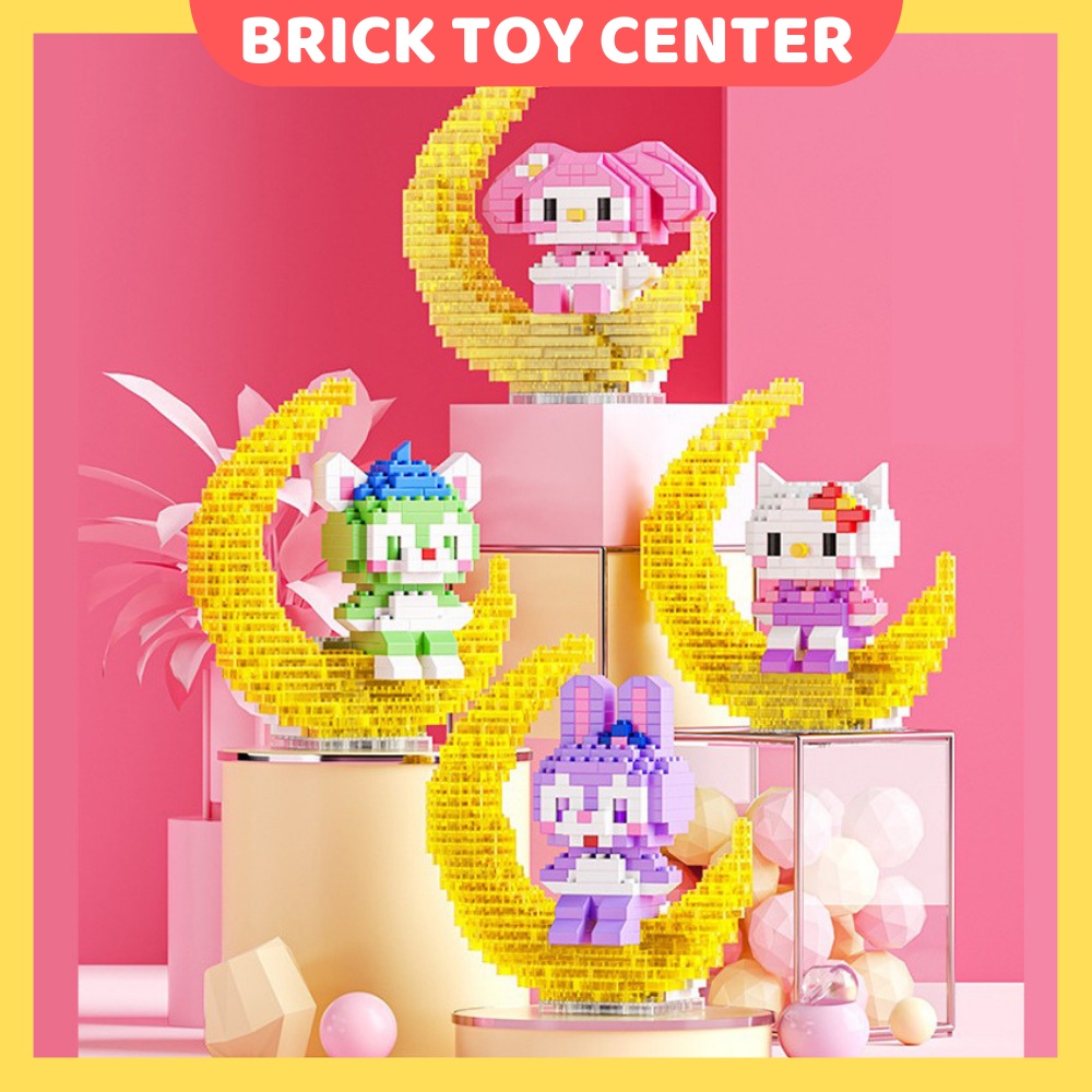 Đồ chơi lắp ghép giá rẻ mô hình nhân vật hoạt hình Disney dễ thường trên mặt trăng có đèn phát sáng