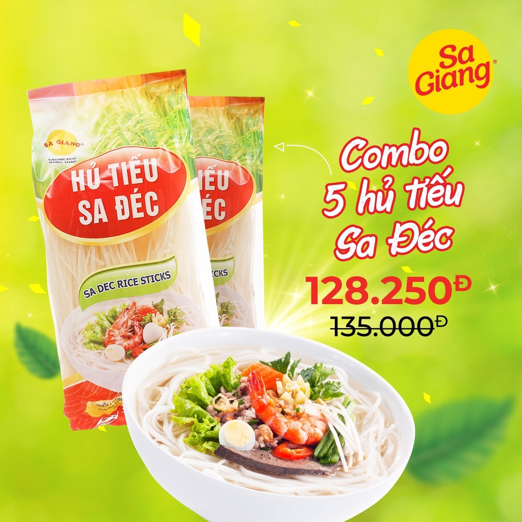 COMBO 5 GÓI HỦ TIẾU SA ĐÉC SA GIANG - 400G/1 GÓI