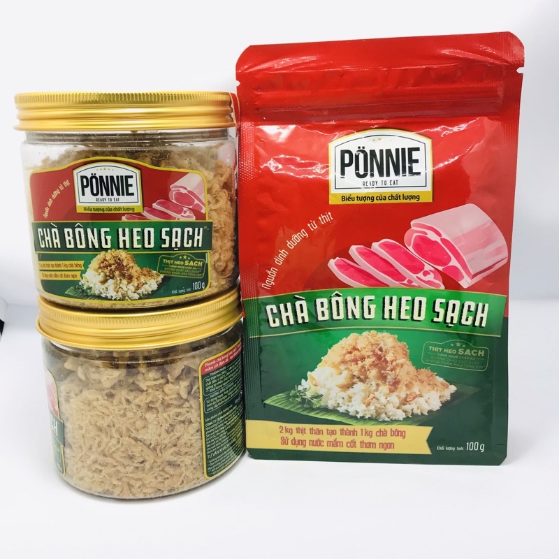 CHÀ BÔNG HEO SẠCH PONNIE HỘP 100G/ CHÀ BÔNG THỊT HEO PONNIE/ RUỐC PONNIE