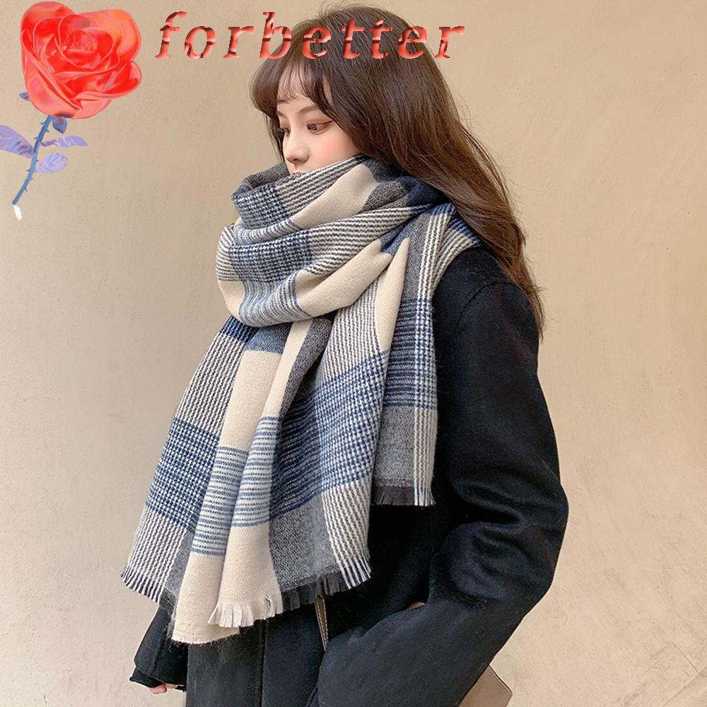 Khăn choàng cổ dài kẻ sọc caro chất liệu cashmere mềm mại thời trang thu đông phong cách Hàn Quốc cho nữ