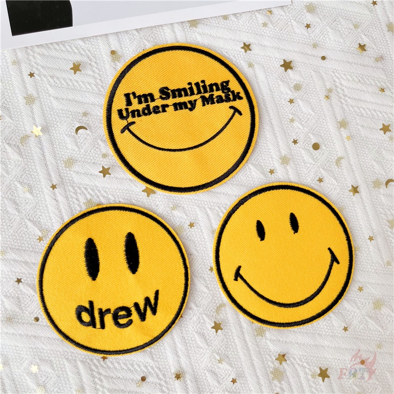 ♥ Sticker Ủi Thêu Hình Mặt Cười Thời Trang ♥ 1 Miếng Dán Ủi Quần Áo Hình Ngôi Nhà / Mặt Cười